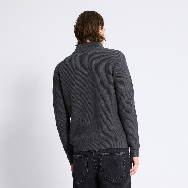 Half-zip knit sweater "Frans" Dark Grey